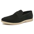 Mocasines de ante negro para hombre con suela beige, calzado casual muy cómodo. - 45 / Negro