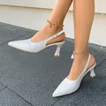 Elegant white pointed-toe slingback high heels with a stiletto heel for women - 35 / White