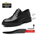 Premium Herren Business-Schuhe aus schwarzem Leder mit 10 cm interner Höhenzunahme. - 37 / 10cm Höhensteigernder Stil (9103) / Schwarz