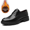 Zapatos de vestir para hombre en negro con forro de felpa y alza interna de 8cm - 37 / Estilo Plano de 5cm con Forro de Felpa (9101-2) / Negro
