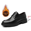 Zapatos de vestir negros para hombre con forro cálido y elevación invisible de 8 cm - 37 / Estilo de aumento de altura de 8 cm con forro polar (9102-2) / Negro