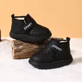 Bottes de neige d'hiver matelassées noires pour tout-petits avec doublure en fausse fourrure - EU 19 Longueur Intérieure 12.5cm / Noir Doublé de Polaire