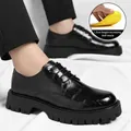 Chaussures derby homme à plateforme avec texture crocodile noire et semelle haute - 38 / Demi-Semelle Rehaussante 1.2cm / Noir
