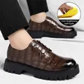 Chaussures pour hommes à motif crocodile marron avec plateforme et talonnette de 1,2 cm - 38 / Semelle de rehaussement 1.2cm / Marron