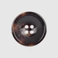 High-end faux tortoise mottled resin button with 4-hole design for premium clothing. - Dark Brown Tortoise Texture / 15.0mm