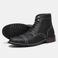 Dettaglio di stivali vintage neri da uomo con cuciture bianche e suola antiscivolo - 43 (US 9) / Nero (KD6634)