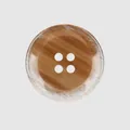 Premium round resin button with a brown marbled finish and four holes for clothing - Color 42 (Dark Brown Beige Marble) / 15.0mm