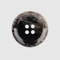 High-end resin button with four holes and marbled brown and black faux-horn texture - Color 49 (Black Brown Beige Marble) / 24L=15.0MM