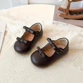 French style retro brown children's Mary Jane shoes with double bow detail on lace - Size 21 (13.9cm) / Brown