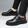 Luxe heren casual schoenen van zwart echt leer met zachte antislip rubberen zool - 38 / Zwart (9922)