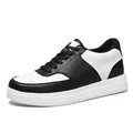 Baskets à plateforme classiques noir et blanc avec talon de 8cm pour hommes et femmes - 35 / Noir Blanc (Modèle Femme)