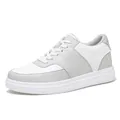 Baskets compensées blanc et gris élégantes avec semelle de 8 cm pour le quotidien - 35 / Gris Blanc (Modèle Femme)