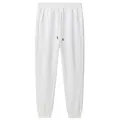 White jogger sweatpants with drawstring waist and ribbed cuffs for sports - M / Bottoms / White