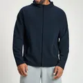 Donkerblauwe heren sportjas met capuchon en wafelstructuur voor fitness outdoor - S / Tops / Marineblauw
