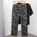Men's hip-hop camouflage cargo pants in grey and black with a straight-leg fit - S / Bottoms / Army Green