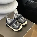 Breathable grey mesh sneakers for children with secure and durable Velcro straps - 23 / Gray