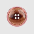 Premium 4-hole urea button with brown marbled center and pink translucent outer ring - 24L=15.0MM / Pink Edge (R42#)