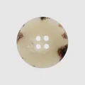 Premium marbled urea 4-hole button in off-white and brown for high-end garments - Round 4-Hole Button / 18L(11.5mm) / Light Coffee