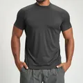 High-performance men's breathable athletic short sleeve fitness t-shirt in dark grey finish - S / Tops / Charcoal Gray