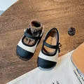Chaussures de princesse Mary Jane pour filles avec semelles souples et tricot chic - Taille 23 (14.5CM) / Noir et Blanc