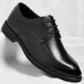 Elegant black lace-up business dress shoe featuring premium leather and textured heel detail - Black