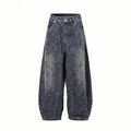 Pantalones vaqueros retro con estampado de leopardo, pernera ancha y acabado degradado - S / Bottoms / Leopardo Degradado Azul