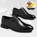 Chaussures de ville noires élégantes pour hommes avec semelle intérieure de 1,2 cm - 37 / Plat (Comprend une demi-semelle rehaussante de 1,2 cm) / Noir