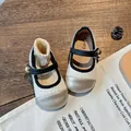 Chaussures Mary Jane en tweed pour petite fille avec bout doré chic et boucle élégante - Taille 23 (14.5cm) / Or blanc