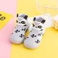 Cute panda pattern baby walker sock shoes with soft non-slip rubber soles in grey. - Grey Panda