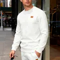 Bequemes weißes strukturiertes Herren-Sweatshirt mit Rundhalsausschnitt im urbanen Stil - S / Oberteile / Weiß
