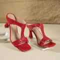 Muli con tacco alto rossi effetto coccodrillo con punta quadrata e tacco a spillo - 36 / Rosso (2663)