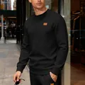 Schwarzes Herren-Sweatshirt mit Rundhalsausschnitt und diagonaler Textur-Struktur - S / Oberteile / Schwarz
