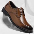 Elegante braune Business-Schnürschuhe für Herren mit poliertem Leder-Farbverlauf-Finish - 37 / Braun