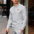 Herren Sweatshirt in Hellgrau mit Rauten-Strukturmuster und klassischem Rundhalsausschnitt - Hellgrau