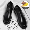 Chaussures de ville en cuir noir pour hommes avec une semelle de 1,2 cm de hauteur - 37 / Noir (avec demi-semelle réhaussante de 1,2 cm)
