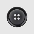 Premium black polished resin button with four holes for elegant garment sewing - 18.0mm / Black