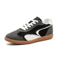 Retro GAT sneakers in grey and black leather patchwork with 5cm height increasing sole - 35 / Height Increasing (5cm) / Black and Gray
