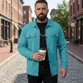 Veste de travail homme en tricot gaufré sarcelle avec tenue de rue décontractée urbaine - Bleu lac