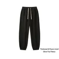 Comfortable men's black fleece-lined joggers featuring a drawstring waist and thermal lining - M / Bottoms / Black
