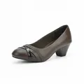 Elegant women's dark brown block heel pumps for professional office and daily wear - 35 / Dark Brown