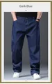 Premium plus size men's straight leg denim jeans in dark blue with elastic waist - 28 / Bottoms / Dark Blue