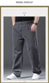 Premium men's plus size loose straight-leg stretch denim jeans in classic gray color - 28 / Bottoms / Black and Gray