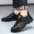 Chaussures casual hommes en cuir noir avec talon invisible et semelle antidérapante - 38 / Noir