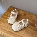Chaussures Mary Jane pour filles crème élégantes avec bordure en dentelle et nœud - Pointure 15 (Longueur intérieure env. 12cm) / Beige