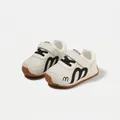 White breathable children sneakers for 1-3 years old with black M logo and gum sole - Size 16 (Inner Length 12.5cm) / Black