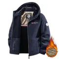 Men's navy blue graphene fleece hoodie winter outdoor jacket with warm lining - XS / Tops / Navy Blue