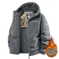 Men's dark grey hooded fleece jacket with warm graphene thermal lining - XS / Tops / Gray