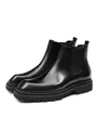 Premium classic black shiny leather Chelsea boots for men featuring durable thick lug soles - 37 / Black