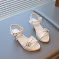 Elegant beige girls high-heel sandals with sparkling rhinestone flower and star charm decoration - Size 26 (Inner Length 17.6cm) / Beige