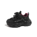 Breathable children's mesh sneakers in black and red with a chunky leisure sole - Size 22 Inner Length 14 / Black